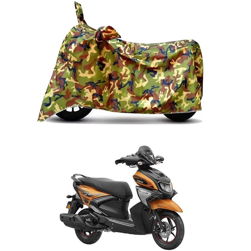 Image of Waterproof 100% PVC Coated Bike Scooty Two Wheeler Body Cover Compatible for Yamaha RayZR 125 Drum /UV-Rays /Heat Protection /Birds Dropping /Scratchproof /Dust Proof [6X6 Jungle Print]