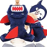 DERAYEE ペット 服 サメ 2026年 丙午 干支 年 変身 馬年 年賀状 記念 撮影 秋 冬 犬 猫 防寒 暖かい ふわふわ コスチューム コスプレ 小型 お正月 (サメ, S)