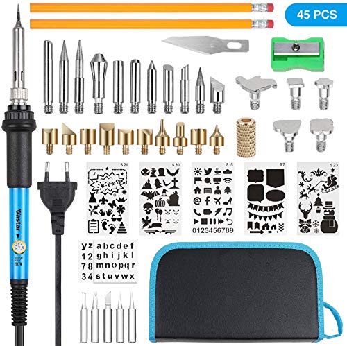 Vastar 45Pcs Kit Pirografia Legno, Temperatura