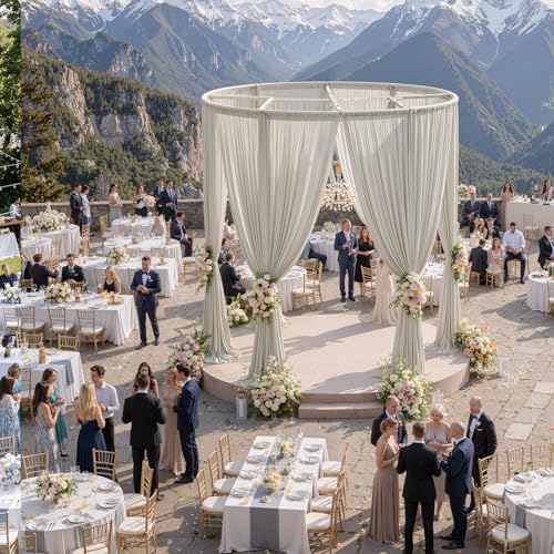 Image of 10ftx15ft Beige Backdrop Curtains for Parties, Wrinkle Free Polyester Beige Photo Backdrop Drapes 2 Panels 15 ft Long Back Drop Cloth for Wedding Birthday Photography Background Party