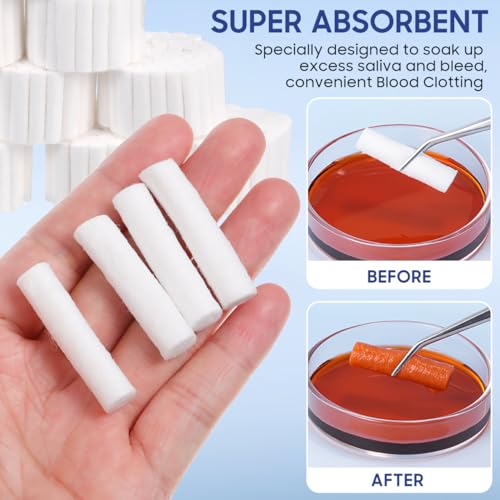 iplusmile 1000 Stück Dental Cotton Rolls Hochsaugfähige Wattebausch Nasenstöpsel aus Wattebausch für Kinder Und Erwachsene Nasenbluten Kit Zubehör