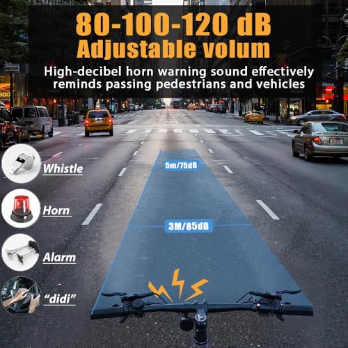 LESOVI Electric Bike Horn with Remote Control Adjustable Volume Bike Alarm for Adult, Bicycle Bell with Long Battery Life,IPX6 Waterproof,for Mountain Bike/Road Bike/Electric Scooter (WT11)