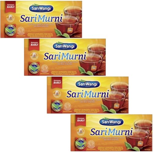 Sari Wangi Sari Murni, Indonesian Vanilla Tea, 25 Count (Pack of 4)