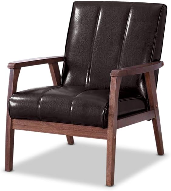 Baxton StudioLiving Room Chairs, Faux Leather, Dark Brown, One Size