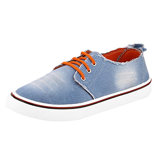Image of Chevit Men's Blue Denim Orange Casual Shoes -9 Uk