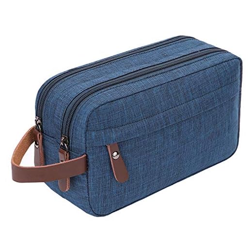 Mens Toiletry Bag Dopp Kit Travel Bathroom Bag Waterproof Shaving Shower Cosmetic Organizer (Blue)