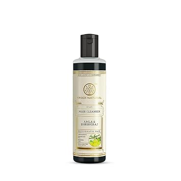 Khadi Natural Amla & Bhringraj Hair Shampoo| Herbal Hair Cleanser for Thick Hair | Anti-Dandruff Shampoo | Suitable for All Hair Types| 210ml Amla & Bhringraj