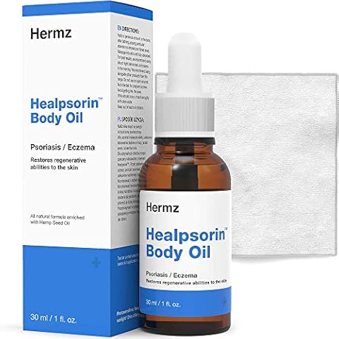 Healpsorin Hemp Body Oil + Microfibre Cloth - Scalp Psoriasis Treatment - Itchy, Cracked and Irritated Skin - Eczema, Rosacea - 30ml Cover