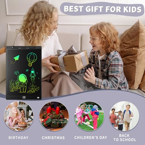 Image of [2 Pieces] 10 Inch LCD Colorful Writing Graphic Tablet, Erasable Drawing Board, Kids Gift, Graphic Board for Games for 3 4 5 6 7 Years (Black & White)