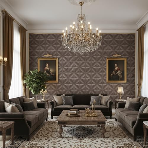 Image of Kayra Decor PVC Panel for Wall Butterfly Design Magnum Brown Color 19.7 inch x 19.7 inch (Pack of 18) - Covers 48.51 Sq. Ft.
