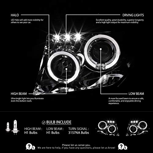 Autozensation Compatible With 2005-2008 Nissan Pathfinder/Frontier Chrome Housing Clear Lens Projector Headlights L + R Pair Headlamp #TOP1