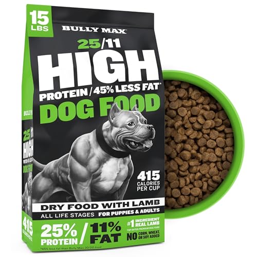 Bully Max 25/11 High Protein & Low Fat Dry Lamb Dog Food for Puppies and Adult Dogs - Chicken-Free...
