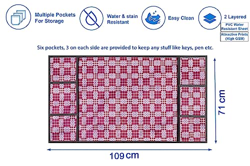 Image of Stylista Refridgerator top Cover Suitable for Samsung RR23C2E35NK /HL, 215 Liter Fridge, Dimenions (WXD) 71x109 CM, Checkered Pattern Magenta