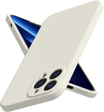 Compatible with iPhone 13 Pro Max Case 2021, Liquid Silicone Gel Rubber Full Coverage [with Camera Protection] Phone Case for iPhone 13 Pro 6.7 inch Antique White