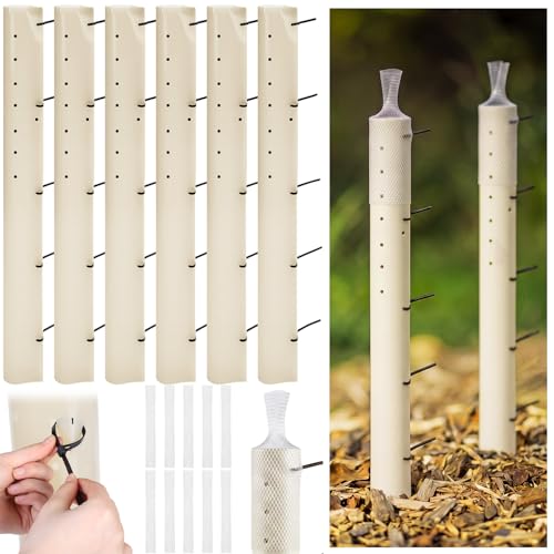 Wesnoy 6 Pack 60 Inch Tree Grow Tube Split Tree Grow Tubes with Releasable Zip Ties and Mesh Bird Nets Seedling Protectors Guard Small Plant Shelter Plant Protector for Outdoor Sapling Watering
