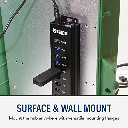 10-Port Usb 3.2 Gen 1 Mountable Charging And Superspeed Data Hub With 5V/2A Power Adapter And Usb Type-A To Type-B Cable Up To 900Ma Per Port Charging Function Wall And Surface Mounting #TOP2