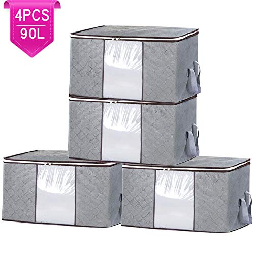 Preisvergleich Produktbild NORTHERN BROTHERS Aufbewahrungstasche Kleideraufbewahrung Unterbett Aufbewahrungsbeutel mit Reißverschluss für Bettdecken Große Bettdecke Aufbewahrungsbeutel 4PCS