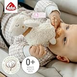 Fehn Mini-Schaf NATUR – Mini-Greifling aus Baumwolle aus biolgischem Anbau - Babyspielzeug zum Klingeln, Fühlen, Spielen mit kuschelweichem Stoff - Begleiter für Babys und Kleinkinder ab 0+ Monaten