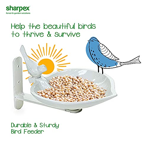 Image of Sharpex Sturdy Steel Plant Hanger Bird Bath or Feeder Rust Brown, Cast Iron Wall Mount Bird Feeder Great for Attracting Birds (White, 1)