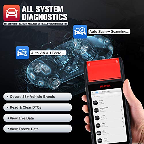 Autel Battery Tester Maxibas Bt608 (E), 2023 Upgraded Of Bt508/ Bt506, All System Diagnostic As Mk808S/ Mx808, Battery Registration, Adaptive Conductance, 100-3000Cca Battery Test, Cranking Analysis #TOP4