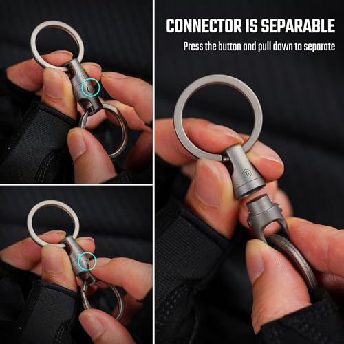 Image of KeyUnity Titanium Magnetic Quick Release Keychain, One-Hand Detachable Connector for Car Keys, USB Drives and EDC, Gear, KA45 Large-1 Pack