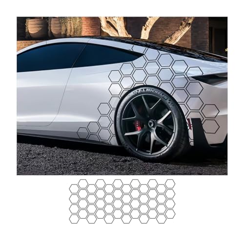 Bittwee Car Door Side Decals, Automotive Body Self-Adhesive Wterproof DIY Hexagon Pattern Vinyl Door...