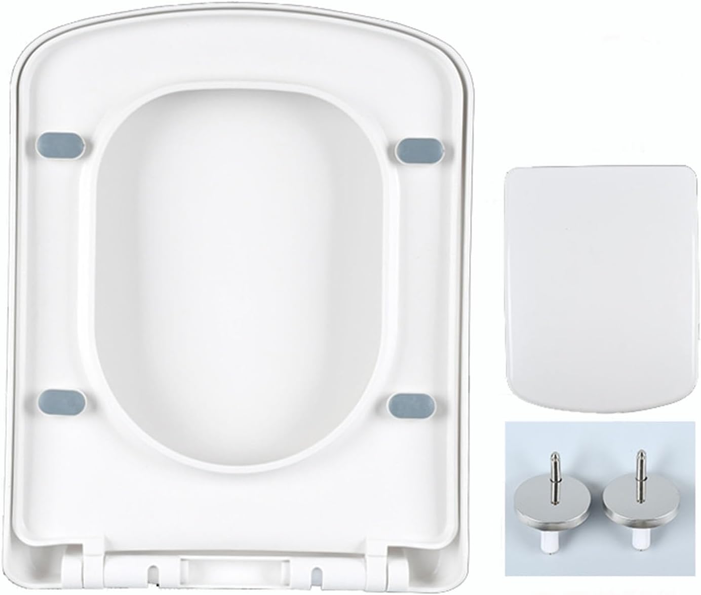 Square Toilet Seat, Thicken Toilet Seat, Slow Closing Toilet Seat, Easy to Instal and Easy to Clean, Toilet Seat Soft Close,White,44.5 * 36cm(45 * 35cm)