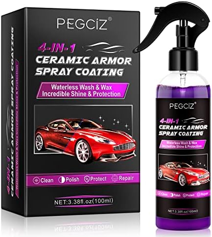 4 in 1 High Protection Ceramic Coating Spary for Cars, Ceramic Coating Fortify Quick Coat Car Wax Polish Spray Waterless Wash & Wax Hydrophobic Top Coat Polish & Polymer Paint Sealant Detail Protection, 100ml