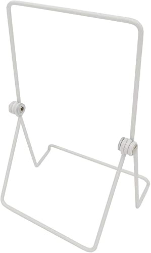 Miniatura 8 de FixtureDisplays® Caballete de alambre blanco blanco para mesa con borde de 1.2 pulgadas, base ancha, 5-5/8 x 8-3/4, diseño plegable, para libros,