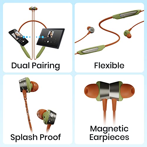 Image of ZEBRONICS Yoga N3 with 46 Hours Backup,Bluetooth Wireless Headphones V5.2 Wireless Neckband,Enc Calling,Gaming Mode (Upto 50Ms),Voice Assistant,Dual Pairing,Splash Proof&Type C (Tropical),in Ear