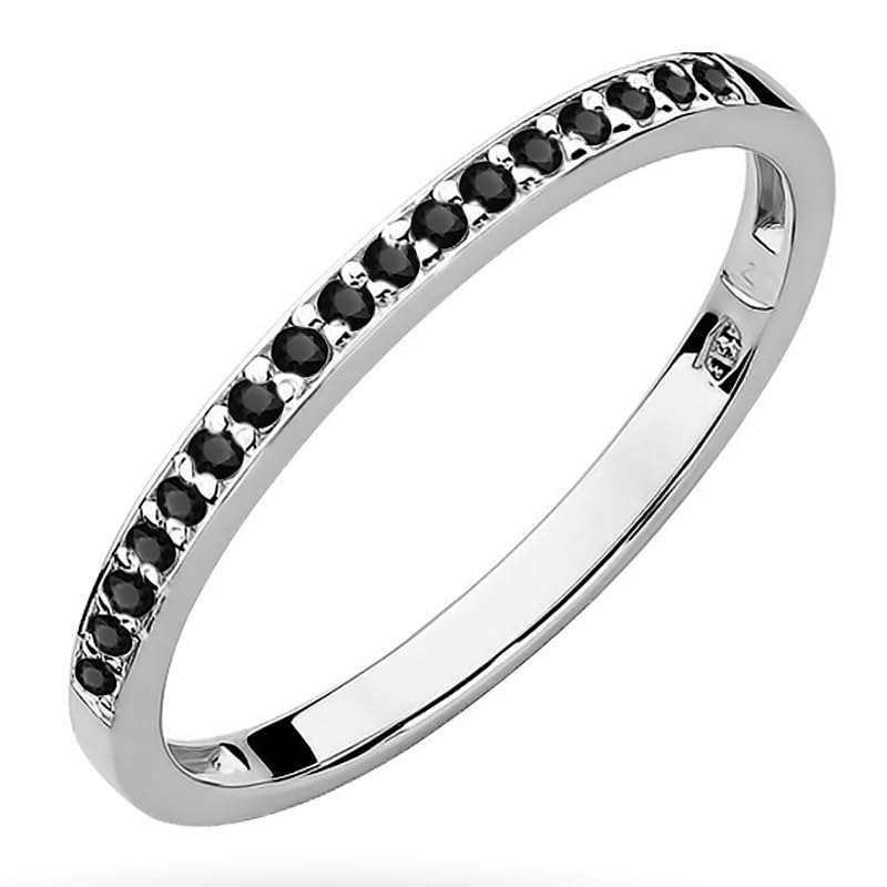 MARKO Bague en or blanc pour femme avec diamants noirs 0,09 carats | Or 14 carats (585) | Bague en or avec boîte | Bague en or pour femme, Métal, Diamant noir