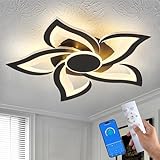 HuixuTe 24' Modern Geometric Ceiling Light Fixture, Black Dimmable 3 Colors LED Close to Ceiling Light Fixtures with Remote, Low Profile Flush Mount Ceiling Light for Kitchen, Living Room