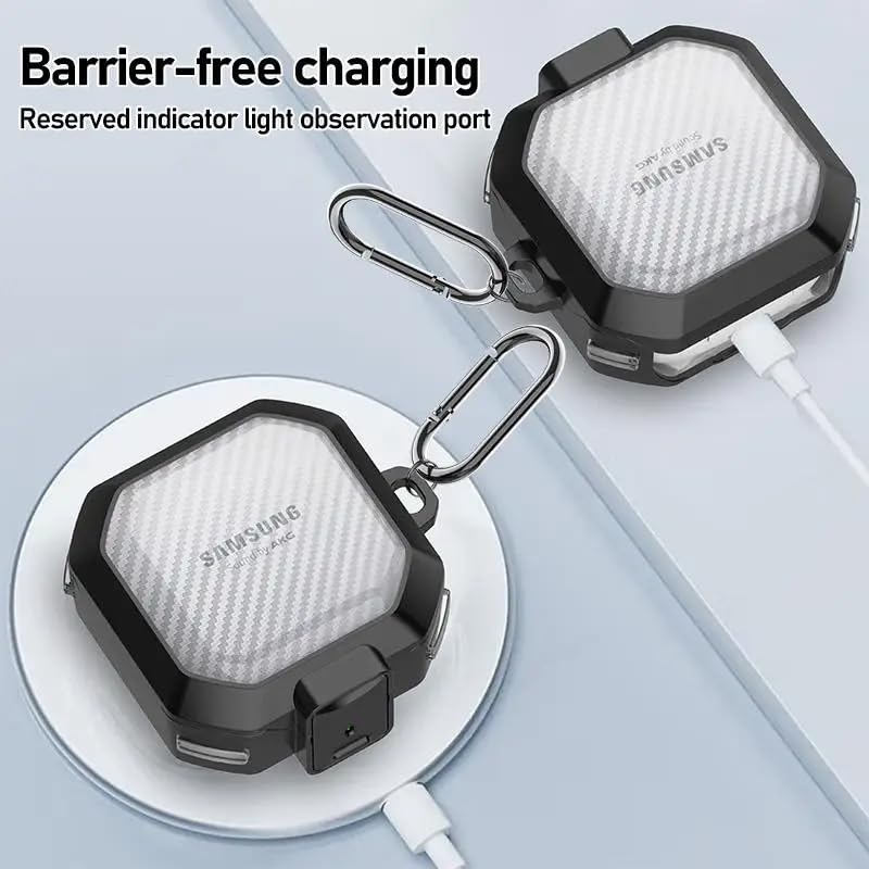 Image of Oboe PC Case 'Compatible with' Samsung Galaxy Buds FE (2023), Buds 2 Pro (2022), Galaxy Buds 2 (2021), Galaxy Buds Pro, Buds Live with Keyring (Secure Lock Case) [Buds & Charging CASE NOT Included]