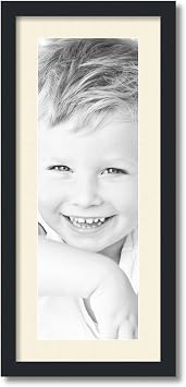 إطار صور ArtToFrames أسود ساتان مقاس 8x24 بوصة مع حصيرة عاجية مفردة مقاس 2 بوصة، SingleMat-FRBW26079-8x24-81