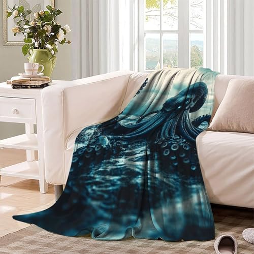 Couverture de voyage pieuvre en microfibre douce pour lit et canapé de 100 x 130 cm - 4
