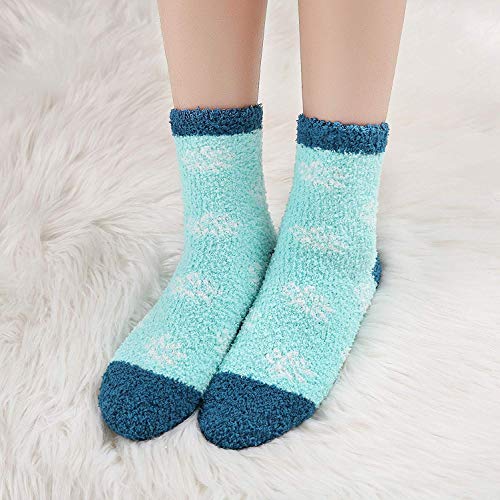 Image of Toes Home Fuzzy Socks for Women, 6 Pairs Cozy Winter Fluffy Slipper Socks