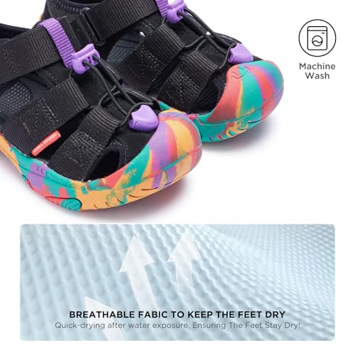 Boys Girls Summer Breathable Sandals, Comfortable, Quick-Dry, Lightweight, Closed-Toe, Multicolor for Hiking & Outdoor Sports4