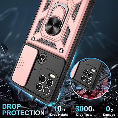 Gritup for Moto G Stylus 5G-2021 Case with Slide Camera Cover | 1*Pack HD Screen Protectors | 360° Rotating Metal Kickstand | MIL-Grade Shockproof Protection,Rose Gold - image 4