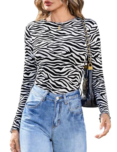 Totatuit Sexy Tops for Women Party Club Night Trendy Concert Outfits Sheer Mesh Tops Zebra