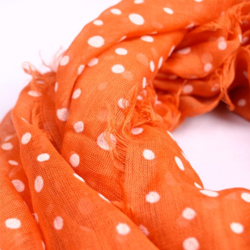 TrendsBlue Premium Long Solid Color Dolka Dot Frayed Edge Scarf3