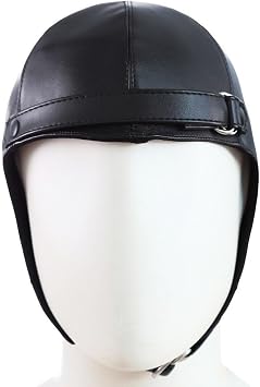 Leather Pilot Helmet Hat for Men Aviator Style Motorcycle Cap Vintage Winter Warm Hat Novelty Knight Helmet Hat for Cold Weather