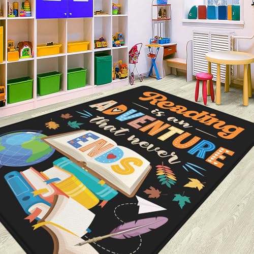 CHILLGEN Reading is an Adventure Never Ends Rug, Custom Classroom