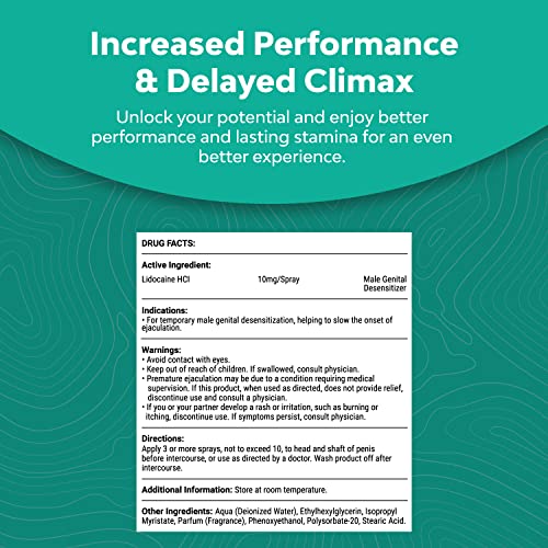 Lidocaine Desensitizing Topical Spray Climax Control For Men - Longer Lasting Performance - Natural Men's Delay Spray And Prolong Climax For Him - Boost Endurance And Stamina Fast Acting #TOP2