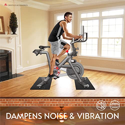 Crostice Double Mat Compatible with Peloton Bike, for Most Bike, Thickness 6mm, Bike Trainer Accessories, 11.8x24 inch * 2 Mat Protect Hardwood Floor Carpet, for Cycling Home Gym Exercise - Thumbnail 2