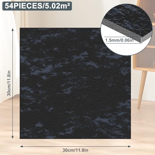 Suusolny 54 Stück 5,02 m² PVC Bodenbelag Vinylboden Selbstklebend Fliesen Vinyl Klebefliesen Bodenfliesen Fliesenaufkleber Rutschfest Wasserfest für Wohnzimmer Küche Badezimmer - Marineblau