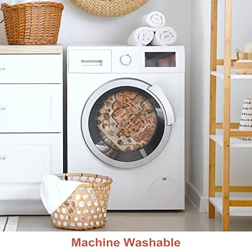 Lanffia Persian Floral Kitchen Rug 2X3, Vintage Small Throw Rugs Doormat Bohemian Non-Slip Washable Entryway Rug Low-Pile Floor Carpet For Indoor Front Entrance Bathroom, Peach Pink/Multi #TOP3