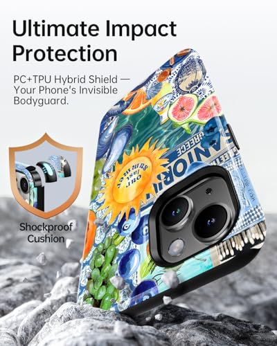 Coque iPhone 15 Plus antichoc fine compatible MagSafe motif collage fruits