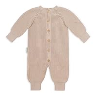 Ehrenkind® Baby Strickoverall aus 100 % Bio-Baumwolle | Weich, atmungsaktiv & temperaturregulierend | Mitwachsend & dehnbar | OEKO-TEX® zertifiziert | Beige 62/68