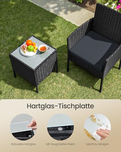 SONGMICS Balkonmöbel, Gartenmöbel-Set, Tisch und 2 Stühle, PE-Polyrattan – Ansicht 5
