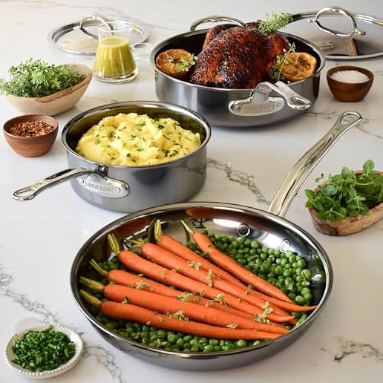 Hestan NanoBond Molecular Titanium 5-Piece Cookware Set - PFAS-Free Stainless Steel, 4x Stronger, 1050F Safe, Induction Compatible, Handcrafted Italy